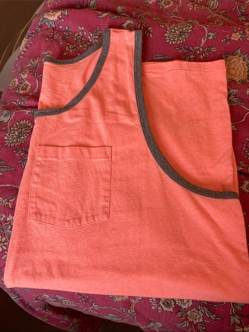 Mens XXXL Coral Tank Top with Gray Trim